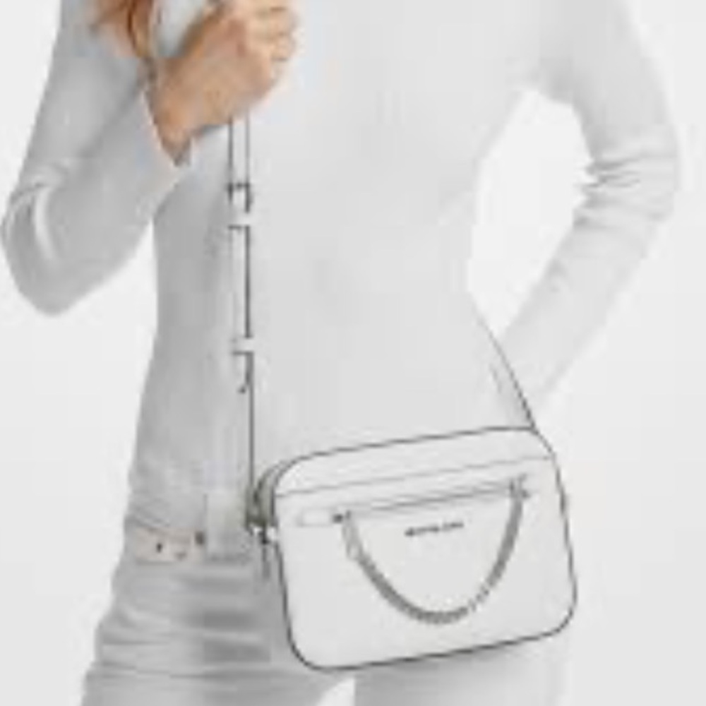 Michael Kors Jet Set NWT Optic White Crossbody Bag, retail $398